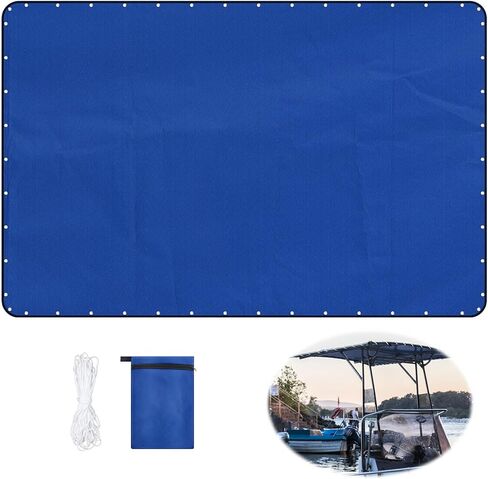 109 بوصة × 72 بوصة قارب T-Top قماش بديل للقارب T-Top Shade Canopy Boat Center Console الظل لوحدة التحكم المركزية للحماية من الأشعة فوق البنفسجية ومقاومة الماء 52.5ft حبل وحقيبة تخزين متضمنة، أزرق داكن in Kuwait