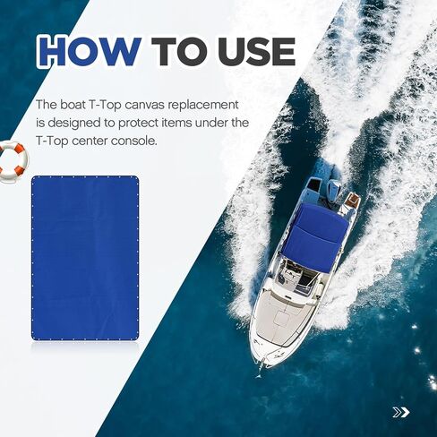 109 بوصة × 72 بوصة قارب T-Top قماش بديل للقارب T-Top Shade Canopy Boat Center Console الظل لوحدة التحكم المركزية للحماية من الأشعة فوق البنفسجية ومقاومة الماء 52.5ft حبل وحقيبة تخزين متضمنة، أزرق داكن in Kuwait