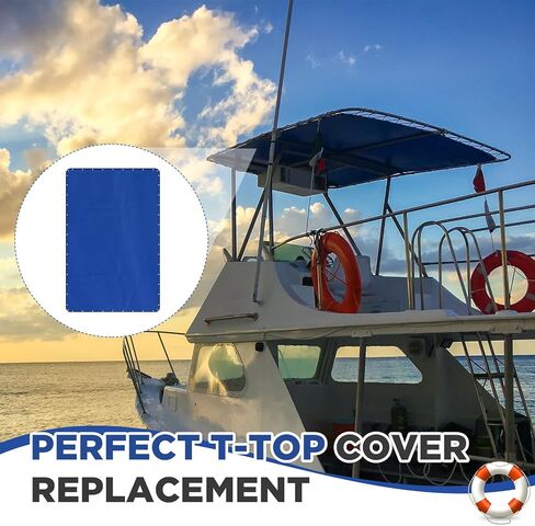 109 بوصة × 72 بوصة قارب T-Top قماش بديل للقارب T-Top Shade Canopy Boat Center Console الظل لوحدة التحكم المركزية للحماية من الأشعة فوق البنفسجية ومقاومة الماء 52.5ft حبل وحقيبة تخزين متضمنة، أزرق داكن in Kuwait