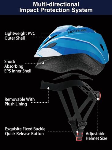 Kids Bike Helmet with LED Rear Light Kids Sports Protective Gear Set Elbow Pads Knee Pads Wrist Guards for Boys Girls Cycling Skateboard Scooter Rollerblading Toddler Helmet for Kids 3+ in Saudi Arabia