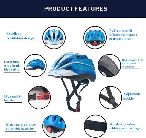 Kids Bike Helmet with LED Rear Light Kids Sports Protective Gear Set Elbow Pads Knee Pads Wrist Guards for Boys Girls Cycling Skateboard Scooter Rollerblading Toddler Helmet for Kids 3+ in Saudi Arabia