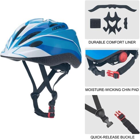Kids Bike Helmet with LED Rear Light Kids Sports Protective Gear Set Elbow Pads Knee Pads Wrist Guards for Boys Girls Cycling Skateboard Scooter Rollerblading Toddler Helmet for Kids 3+ in Saudi Arabia