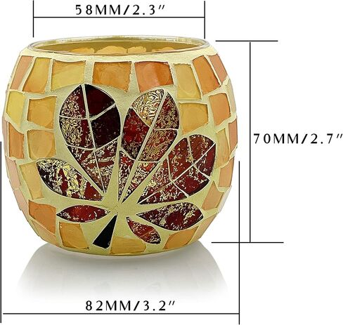 SHMILMH Fall Votive Candle Holder Set of 4, Mosaic Glass tealight Holders with Maple Leave for Halloween Thanksgiving Party Decorations in Saudi Arabia