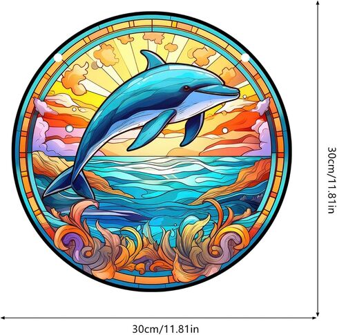 الدلافين الأعشاب البحرية نافذة الشنق الاكريليك البحر الحيوان suncatcher لوحات الزجاج الملون جدار ديكور للداخلية، هدية مثالية لمنزل جديد ديكور المنزل لأمي الجدة زوجة المعلم in Saudi Arabia