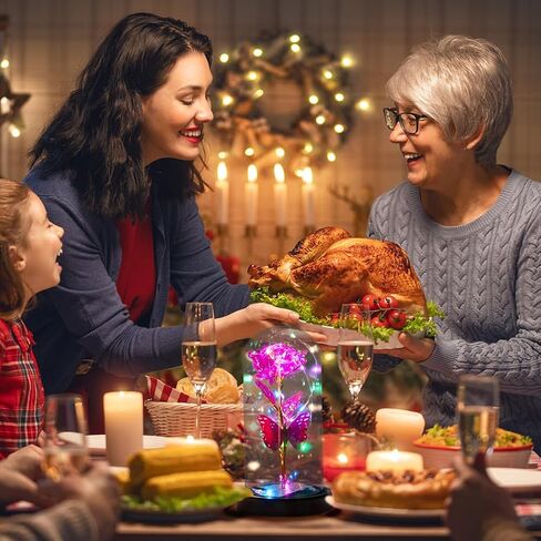 هدايا وردة عيد الأم للأم من ابنتها، زهرة صناعية ملونة وردية على شكل فراشة وردية على شكل جالاكسي هدية مع ديكور LED في قبة زجاجية، أفضل الهدايا إلى الأبد لذكرى عيد الأم الأم in Kuwait