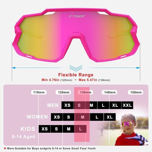 نظارات شمسية X-TIGER للأطفال مستقطبة للشباب نظارات البيسبول للأطفال من عمر 8 إلى 14 عامًا للأولاد والبنات UV400 نظارات رياضية لركوب الدراجات اللينة in Kuwait