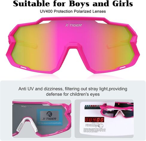 نظارات شمسية X-TIGER للأطفال مستقطبة للشباب نظارات البيسبول للأطفال من عمر 8 إلى 14 عامًا للأولاد والبنات UV400 نظارات رياضية لركوب الدراجات اللينة in Kuwait