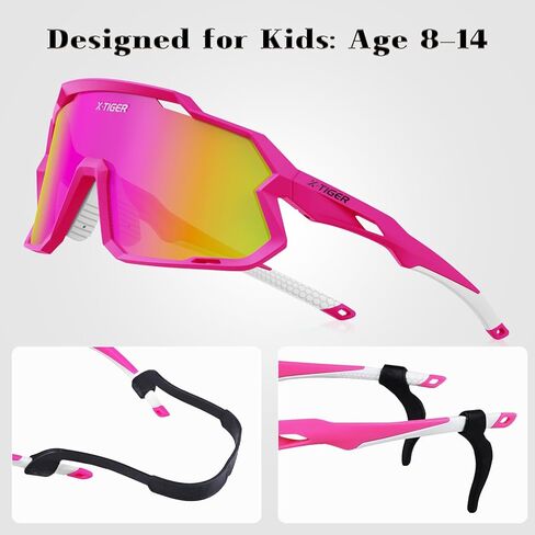 نظارات شمسية X-TIGER للأطفال مستقطبة للشباب نظارات البيسبول للأطفال من عمر 8 إلى 14 عامًا للأولاد والبنات UV400 نظارات رياضية لركوب الدراجات اللينة in Kuwait