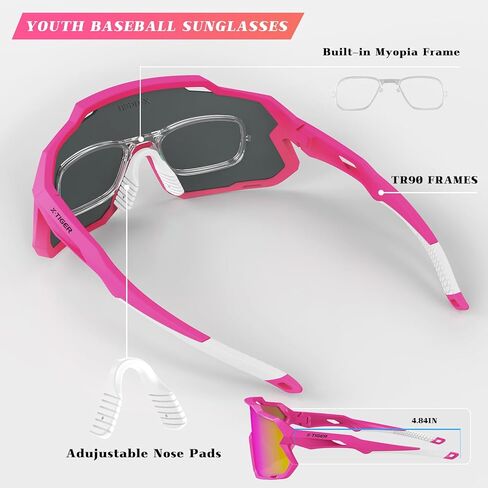 نظارات شمسية X-TIGER للأطفال مستقطبة للشباب نظارات البيسبول للأطفال من عمر 8 إلى 14 عامًا للأولاد والبنات UV400 نظارات رياضية لركوب الدراجات اللينة in Kuwait