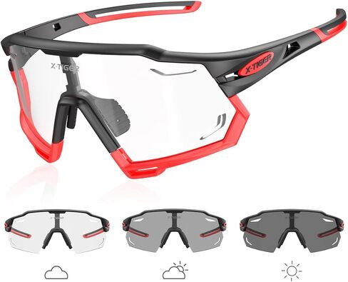 نظارات ركوب الدراجات X-TIGER فوتوكروميك للرجال والنساء، نظارات شمسية رياضية شفافة للحماية من الأشعة فوق البنفسجية للجري على الدراجات الجبلية in Kuwait