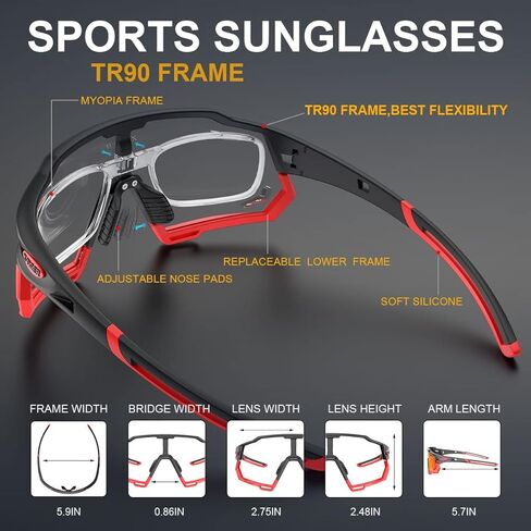 نظارات ركوب الدراجات X-TIGER فوتوكروميك للرجال والنساء، نظارات شمسية رياضية شفافة للحماية من الأشعة فوق البنفسجية للجري على الدراجات الجبلية in Kuwait