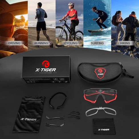 نظارات ركوب الدراجات X-TIGER فوتوكروميك للرجال والنساء، نظارات شمسية رياضية شفافة للحماية من الأشعة فوق البنفسجية للجري على الدراجات الجبلية in Kuwait
