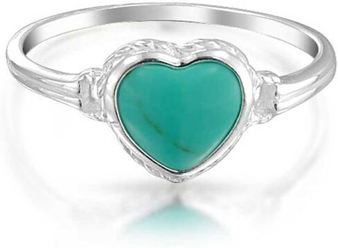 Bling Jewelry Nautical Starfish Stabilized Turquoise Heart Band Ring For Women For Teen Oxidized Sterling Silver December Birthstone in Kuwait