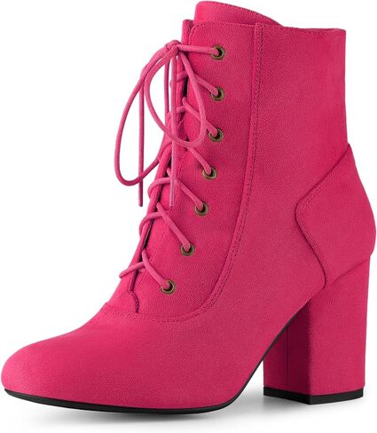 Perphy Round Toe Chunky High Heel Lace Up Ankle Boots for Women in Saudi Arabia