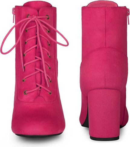 Perphy Round Toe Chunky High Heel Lace Up Ankle Boots for Women in Saudi Arabia
