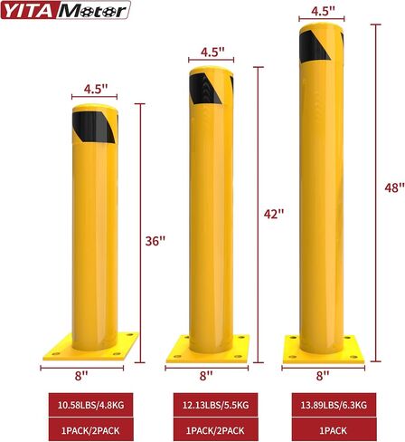 YITAMOTOR Safety Bollard, 42" Steel Bollards Post, Heavy-Duty Yellow Parking Post for Warehouse, 1PACK in Saudi Arabia