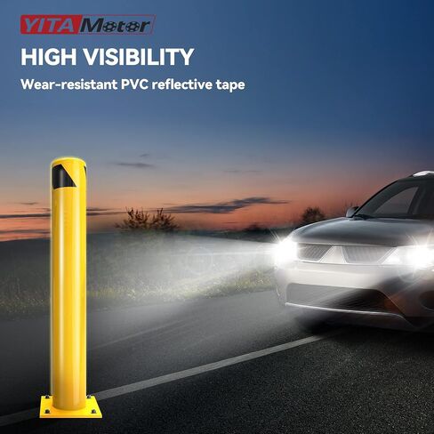 حاجز أمان YITAMOTOR، عمود عمود فولاذي مقاس 42 بوصة، عمود انتظار أصفر شديد التحمل للمستودع، عبوة واحدة in Saudi Arabia