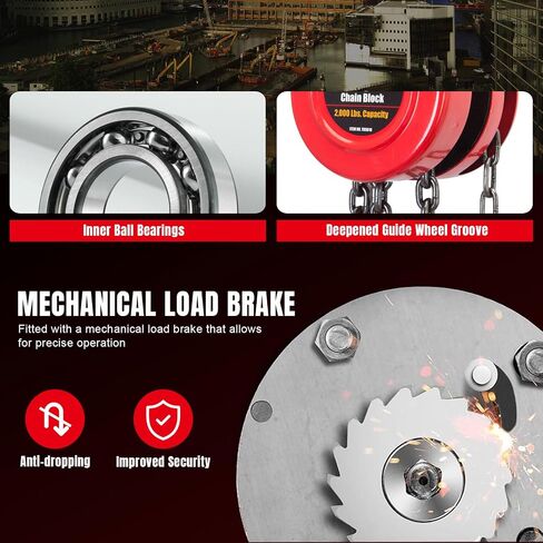 رافعة سلسلة يدوية BIG RED TR9010-2 Torin بطول 8 أقدام/2.5 متر مع خطافين للخدمة الشاقة لآلات السيارات في المستودعات، سعة 1 طن (2000 رطل)، أحمر in Saudi Arabia