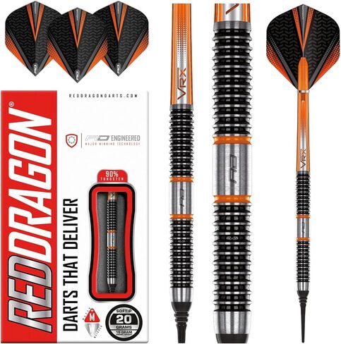 مجموعة RED DRAGON Amberjack 18 Softip Professional 18 Gram Dart مع رحلات جوية وأعمدة in Kuwait