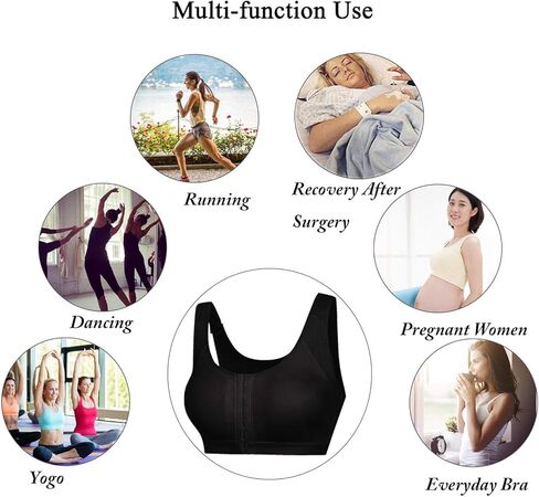 حمالة صدر رياضية لاسلكية للنساء بعد العمليات الجراحية وإغلاق أمامي، حمالة صدر مريحة مع أشرطة قابلة للتعديل in Kuwait