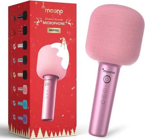 MAONO Wireless Bluetooth Karaoke Microphone, MKP100 3-in-1 Portable Handheld Mic Speaker Machine for Smartphones,Computers, Gift to Family and friends (Red Rose Gold) in Saudi Arabia