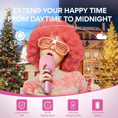 MAONO Wireless Bluetooth Karaoke Microphone, MKP100 3-in-1 Portable Handheld Mic Speaker Machine for Smartphones,Computers, Gift to Family and friends (Red Rose Gold) in Saudi Arabia