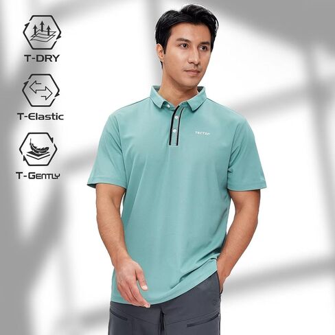 قمصان بولو للرجال جولف قصيرة راجلان سريعة الجفاف والأداء الرياضي والملابس الكاجوال in Kuwait