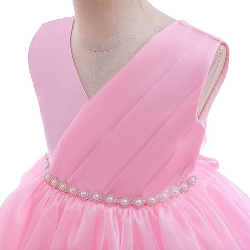 فستان فتاة الزهور من التول والدانتيل اللامع طويل ماكسي لحفلات الزفاف وحفلات أعياد الميلاد وحفلات أعياد الميلاد للأعمار من 3 إلى 14 عامًا in Kuwait