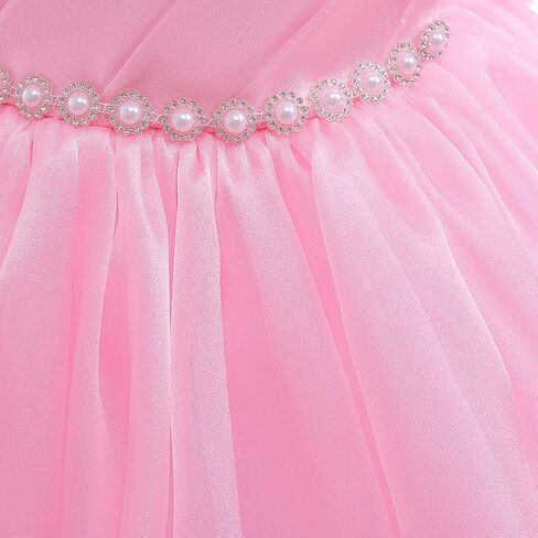 فستان فتاة الزهور من التول والدانتيل اللامع طويل ماكسي لحفلات الزفاف وحفلات أعياد الميلاد وحفلات أعياد الميلاد للأعمار من 3 إلى 14 عامًا in Kuwait