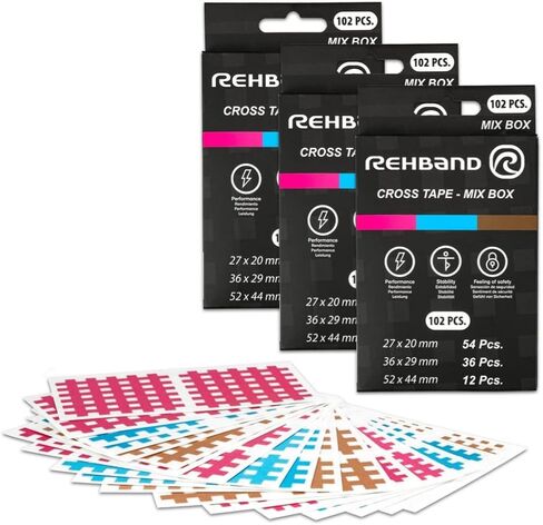Rehband Crosstape 102pcs., Crosspuncture lattice tape sport mix box in different colors and sizes, acupuncture patches for sports and everyday life in Saudi Arabia