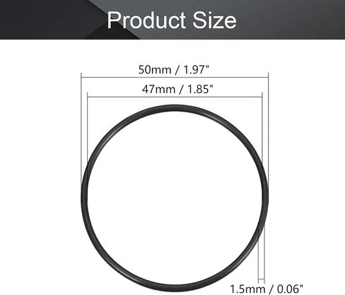Othmro 10pcs Nitrile Rubber O-Rings, 1.5mm Wire Dia 50mm OD Metric Sealing Nitrile NBR Rubber Washers for Oil or Air Sealing, Professional Plumbing, Car Repair, Air or Gas Connections Black in Saudi Arabia