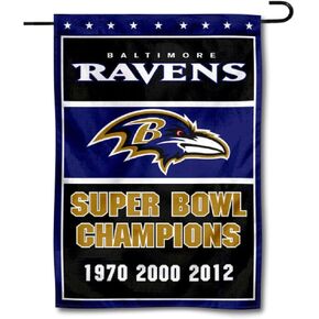 Baltimore Ravens 3 Time Super Bowl Champions Double Sided Garden Flag