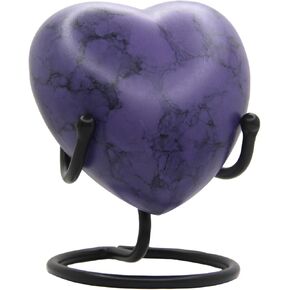 Heart Urn for Human Ashes - Mini Cremation Urn with Easy Secure Lid Opening - Keepsake Urn with Durable Stand for Loved One Ashes, Purple