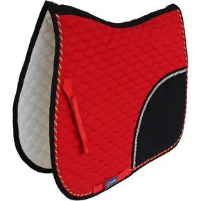 Horse Quilted English Saddle PAD Tack Trail Riding Red Black 72F11