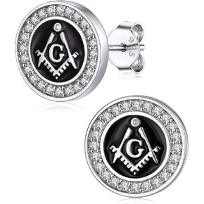 Silvora 925 Sterling Silver Zirconia Earrings Studs, Thors Hammer/Compass/Skull/Celtic Knot/Valkbut/Wolf Head Ear Studs Engraved with Rune Symbol Dainty Earrings for Men Women,Come with Box