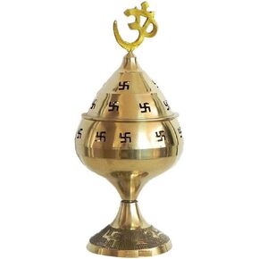 : OM/AUM Brass Akhand Diya Deepak, Puja Dia, Oil Lamp, Auspicious for Pooja Room, Home Décor, Diwali/Navratri/Festival Gift