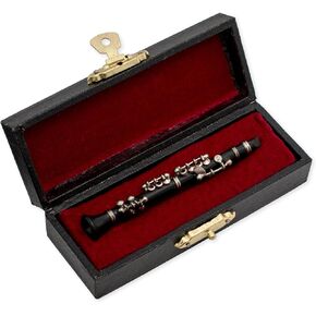 Broadway Gift 3 Inch Black Clarinet Music Instrument Miniature Replica with Lined Case