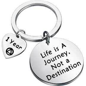 BEKECH Sober Gift Sobriety Anniversary Life is A Journey Not A Destination 6 Months 1 Year 2 Years 3 Year AA Yearly