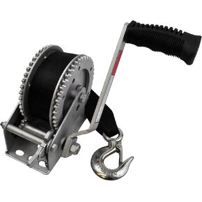 SeaSense 2000LB Galvanized Dual Drive Winch with 25-Foot Strap, Small, Silver