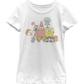 Nickelodeon Spongebob Squarepants Group Squared Girls Short Sleeve Tee Shirt
