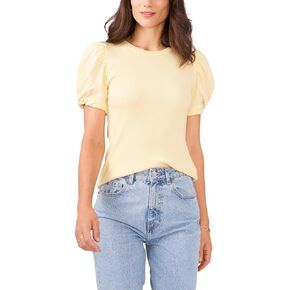 1.STATE Womens Ribbed Crewneck Pullover Top Yellow S