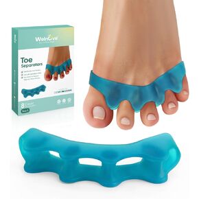 Welnove Silicone Toe Separators - 8 Pack Gel Toe Spacers for Feet Men - Toe Alignment Corrector - Toe Spreader for Hammertoe, Yoga Practice - Small
