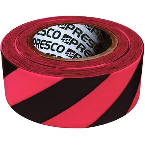 Presco Stripe Patterned Roll Flagging Tape: 1-3/16 in. x 50 yds. (Neon Pink and Black Stripes) [NON-ADHESIVE]