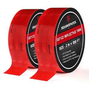SEVEN SPARTA 2 Inch x 200 Feet Red DOT-C2 Reflective Tape Adhesive Safety Conspicuity Outdoor Reflector Tape (200FT)