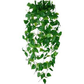 Fake Hanging Plants for Room Decor, Artificial Ivy vines for Home Wall bathroom living Aesthetic kitchen Office patio Bookshelf, Indoor, Outdoor decor(No Basket)
