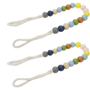 2PCS Wood Bead Curtain Tie Colorful Wooden Curtain Tie Backs Boho Curtain Holdbacks