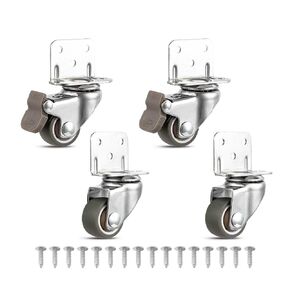 4PCS Furniture Casters Crib Rubber Wheel L Type 1 inch 360 Degree Swivel Mute Caster,Total Load Capacity 80Lbs with Mounting Screws, Lshaped casters