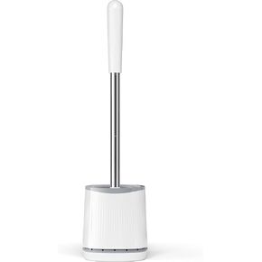 TRENTI Toilet Brush, Toilet Brush and Holder Set, Toilet Bowl Brush Head with Ventilated Holder, Wall Mounted Compact Toilet Brush Set for Bathroom Deep Cleaning (1, White)