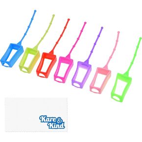 Kare & Kind 7x Silicone Hand Sanitizer Protective Cases (empty) - Soft Smooth Holders for 30ML Bottles - Comes with Soft Adjustable Loops for Backpacks, Keychains - Use for Travel, Home