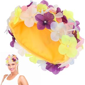 VANZACK Women Floral Petal Swim Cap Vintage Swim Cap Fashionable Swim Cap Swim Flower Swimming Cap Retro Bathing Cap for Women